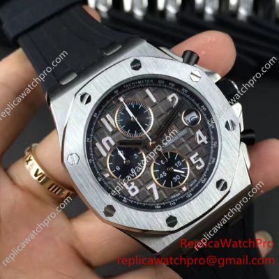 Copy Audemars Piguet Royal Oak Offshore Black Chronograph SS Black Rubber